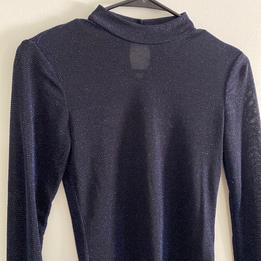 Forever 21 mock neck sheer sparkle leotard